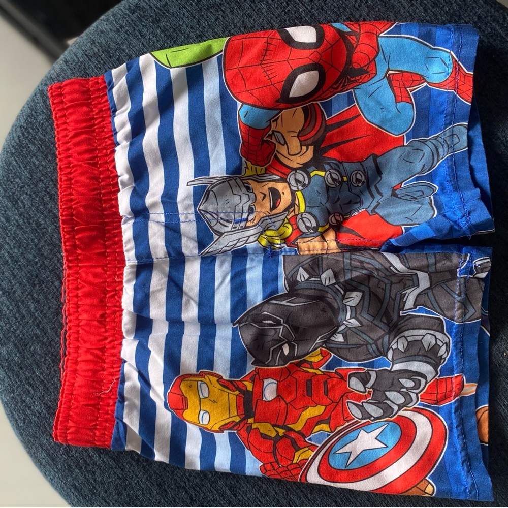 Disney Superhero Striped Shorts - Red, Blue, Black swim wear